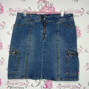 Bongo skirt cargo denim jean blue strappy buckles military y2k cute stretchy